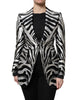 Dolce & Gabbana Black White Polyester Women Blazer Jacket