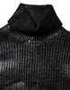 Dolce & Gabbana Black Wool Long Sleeve Turtleneck Cropped Top