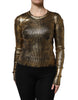 Dolce & Gabbana Gold Round Neck Long Sleeve Pullover Top