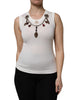 Dolce & Gabbana White Cotton Logo Crystal Detailing Tank Top