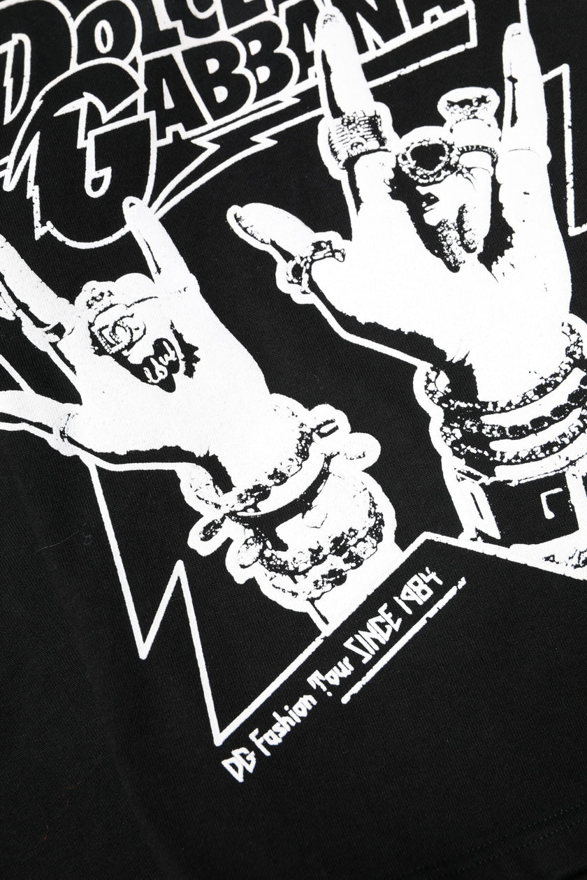 Dolce & Gabbana Black Cotton Printed Short Sleeves T-shirt