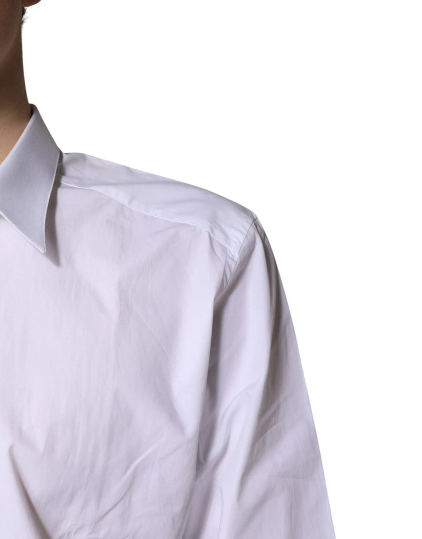 Dolce & Gabbana White Cotton GOLD Dress Formal Shirt