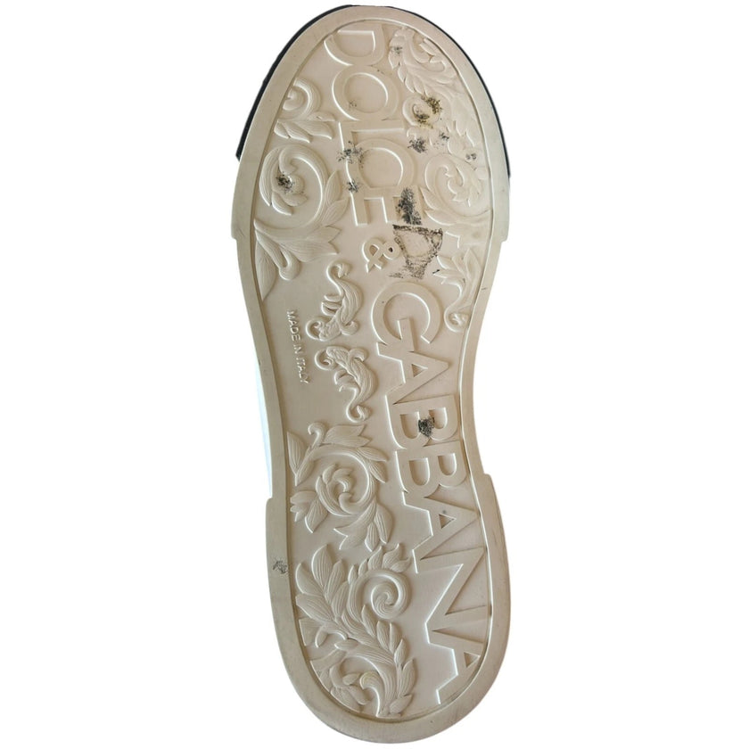 Dolce & Gabbana White Leather Logo Portofino Sneakers Shoes
