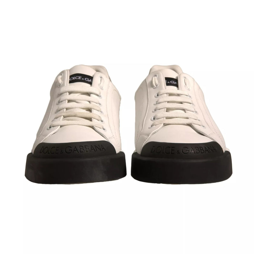 Dolce & Gabbana White Leather Logo Portofino Sneakers Shoes