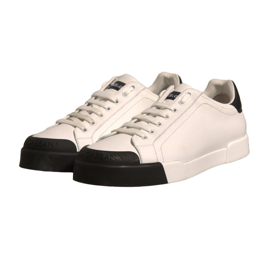 Dolce & Gabbana White Leather Logo Portofino Sneakers Shoes