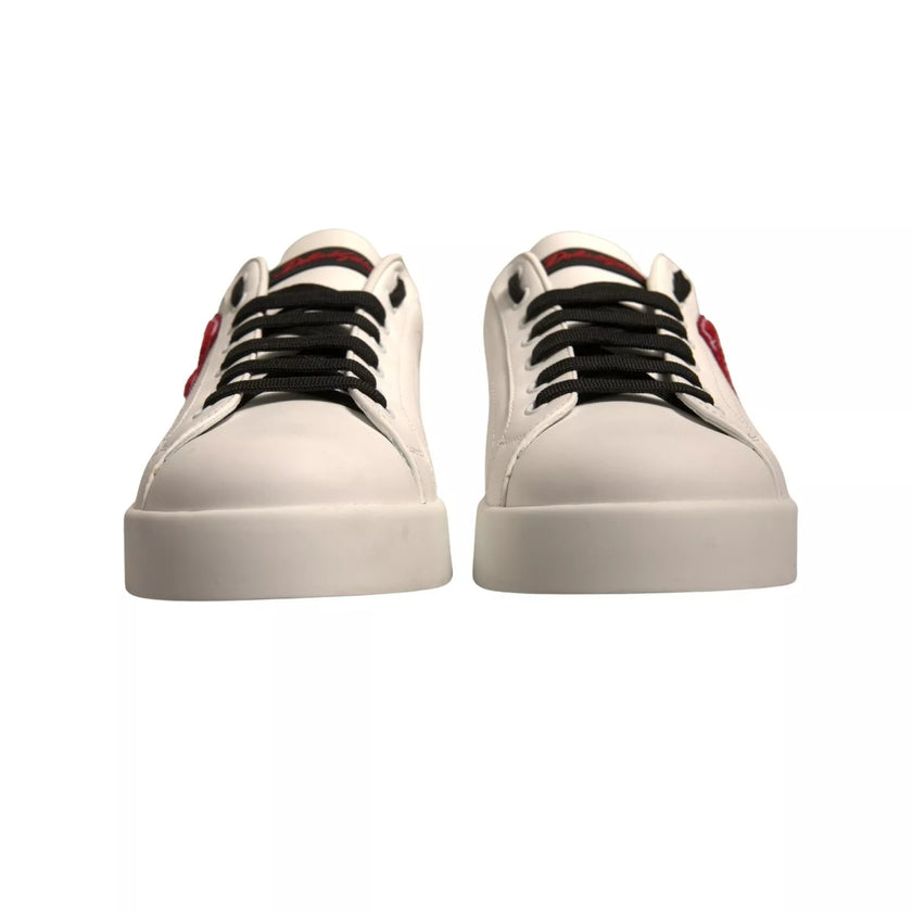 Dolce & Gabbana White Leather DG Logo Low Top Sneaker Shoes
