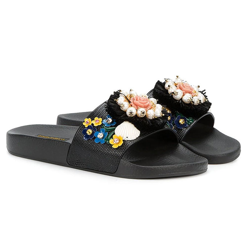 Dolce & Gabbana Black Cotton Sandal
