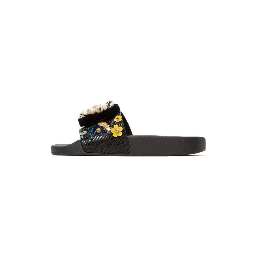 Dolce & Gabbana Black Cotton Sandal