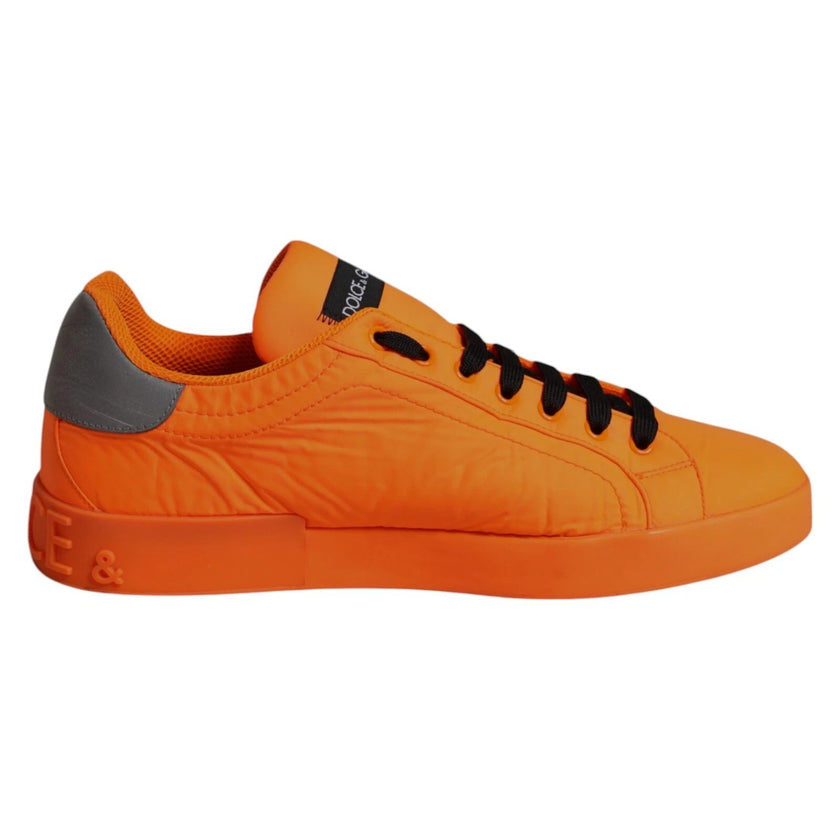 Dolce & Gabbana Orange Portofino Logo Tape Men Sneakers Shoes