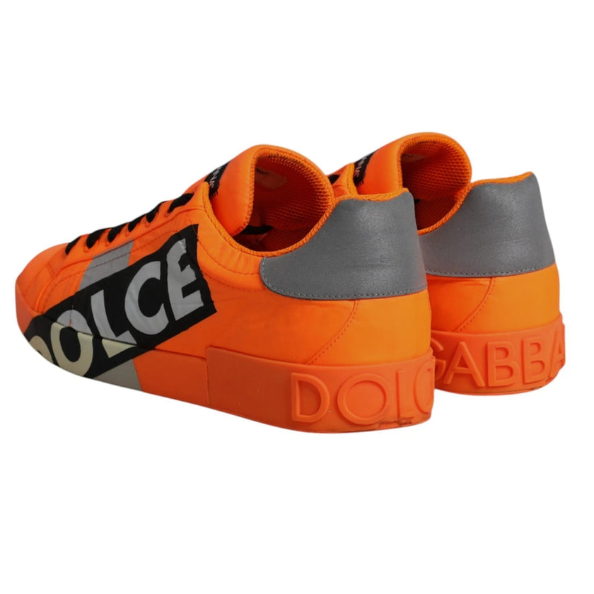 Dolce & Gabbana Orange Portofino Logo Tape Men Sneakers Shoes