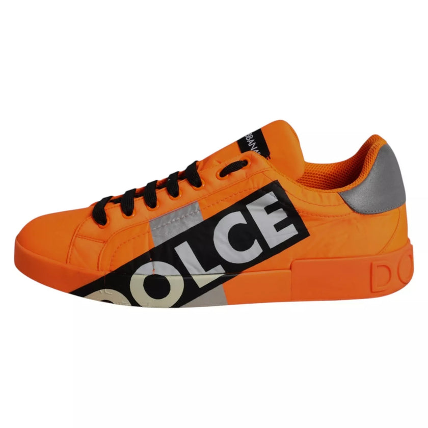 Dolce & Gabbana Orange Portofino Logo Tape Men Sneakers Shoes
