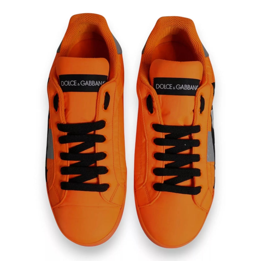 Dolce & Gabbana Orange Portofino Logo Tape Men Sneakers Shoes