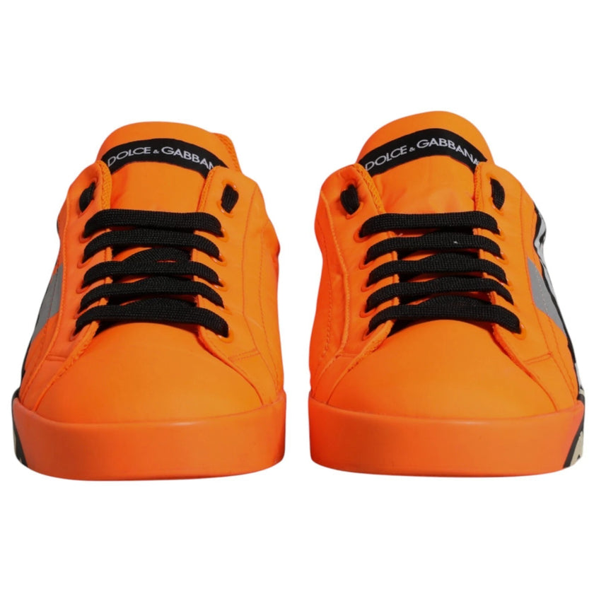 Dolce & Gabbana Orange Portofino Logo Tape Men Sneakers Shoes