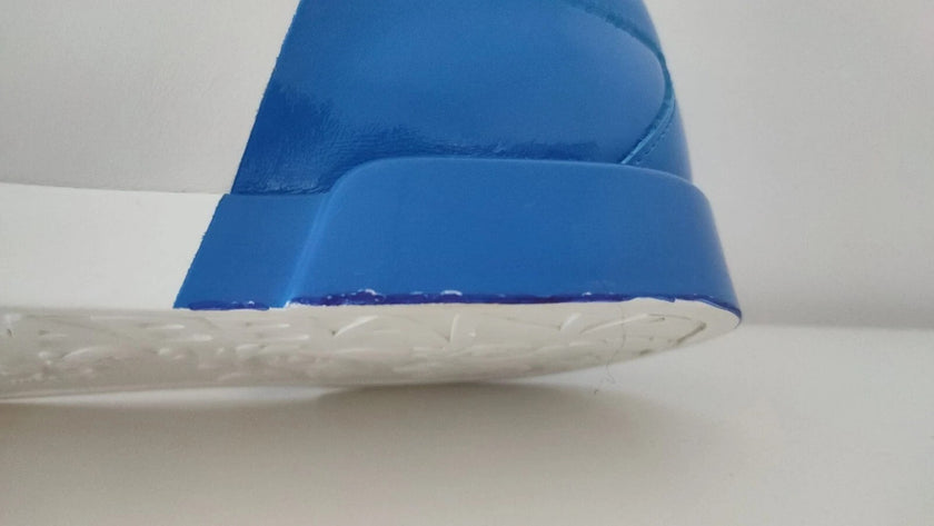 Dolce & Gabbana White Blue Leather Logo Low Top Sneakers Shoes