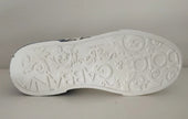 Dolce & Gabbana White Blue Leather Logo Low Top Sneakers Shoes