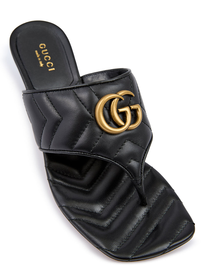 Gucci Mystic Black Nappa Charlotte Leather Sandals