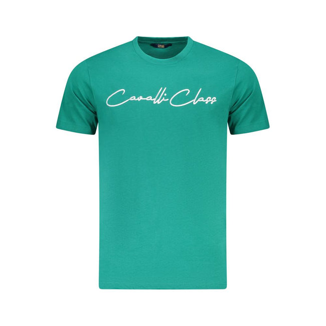 Cavalli Class Green Cotton Men T-Shirt
