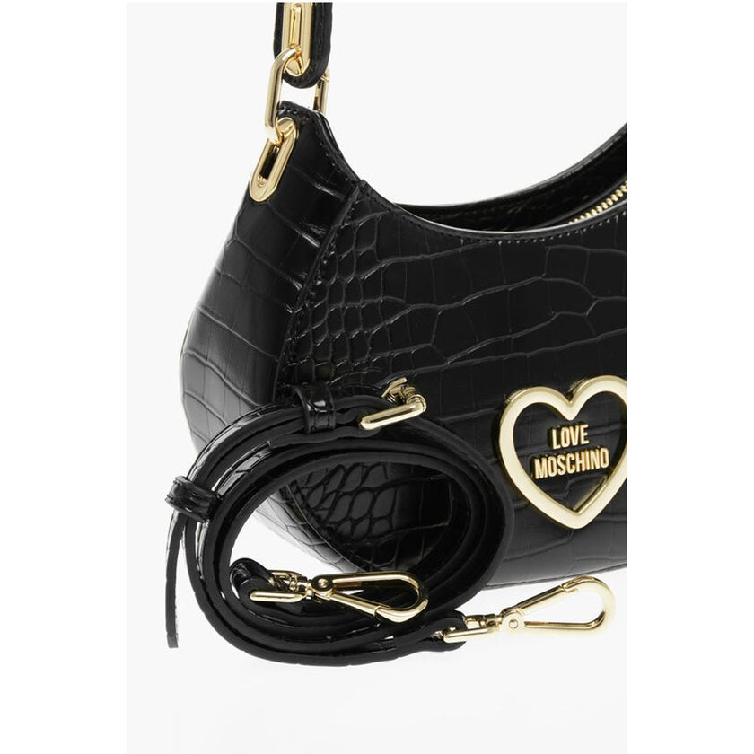 Moschino LOVE Crocodile Effect Faux Leather Hobo Bag
