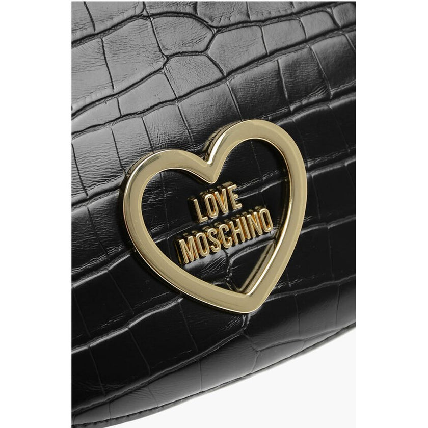 Moschino LOVE Crocodile Effect Faux Leather Hobo Bag