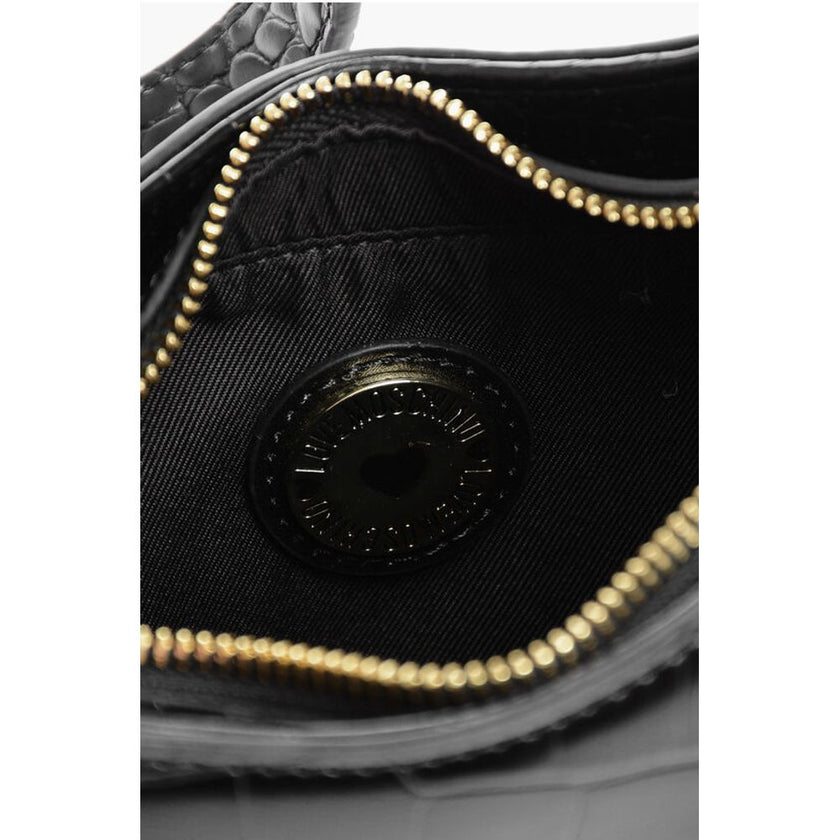 Moschino LOVE Crocodile Effect Faux Leather Hobo Bag