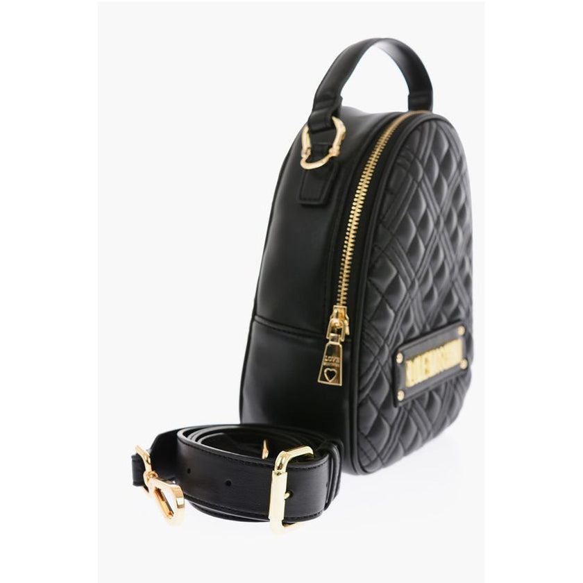Moschino Love Quilted Faux Leather Mini Bag with Golden Details