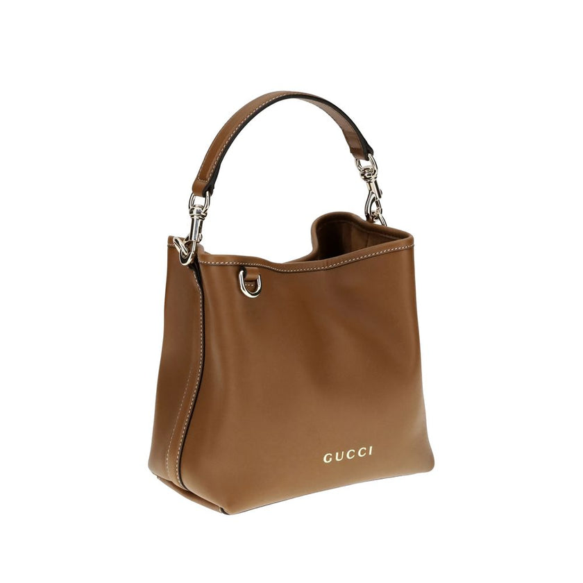 Gucci GG Emblem Leather Bucket Bag