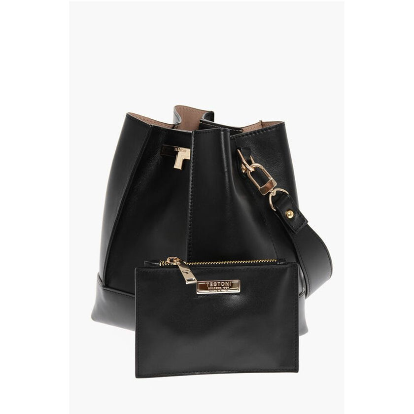 Testoni Leather LINDA Shoulder Bag with Removable Strap